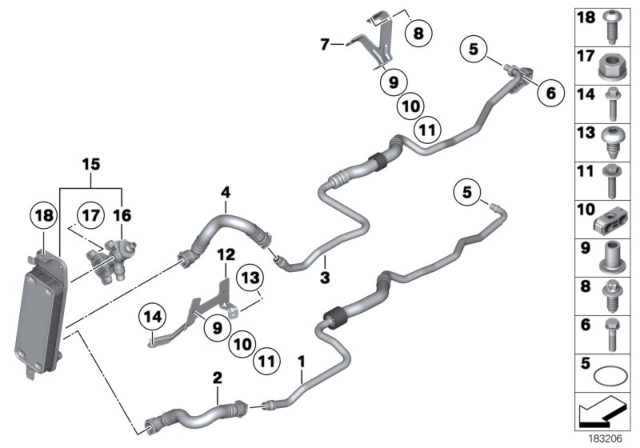 2015 BMW 750i Heat Exchanger / Transmission Oil Cooler Line Diagram