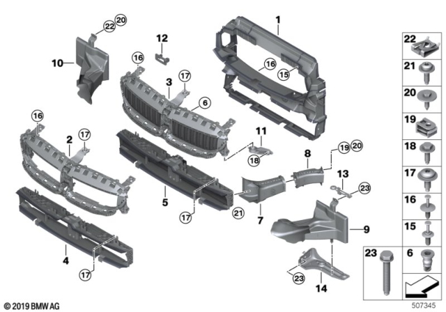 2020 BMW M340i BRACKET, AIR DUCT, LEFT Diagram for 51647457051