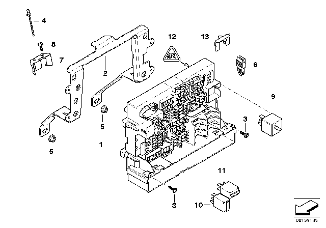 2011 BMW 128i Single Parts, Distribution Box, Front Diagram