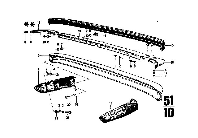 1973 BMW 3.0CS Rear Bumper USA Diagram 3