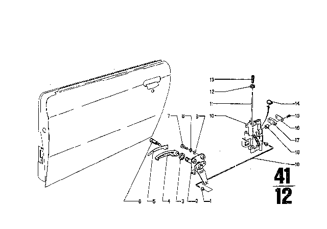 1972 BMW 3.0CS Front Door - Hinge / Door Brake Diagram