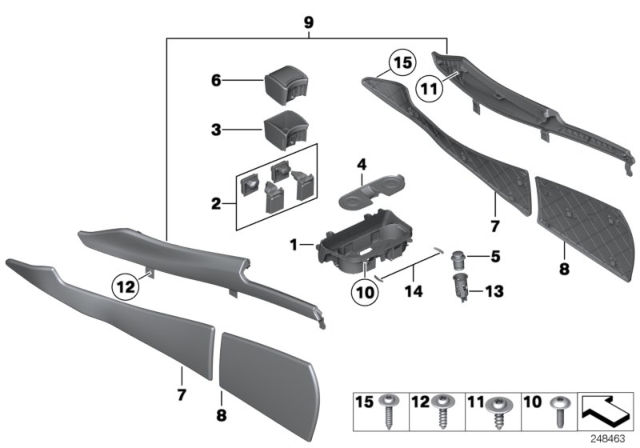 2013 BMW 535i GT Mounted Parts For Centre Console Diagram