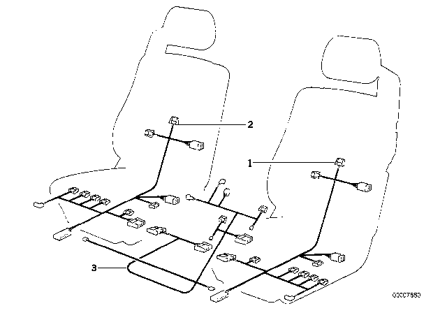 1995 BMW 850CSi Wiring Set Seat Diagram