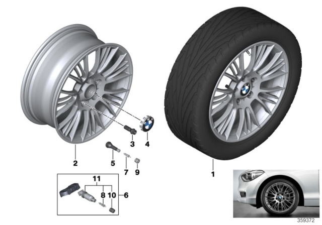 2017 BMW 230i xDrive BMW LA Wheel, Radial Spoke Diagram