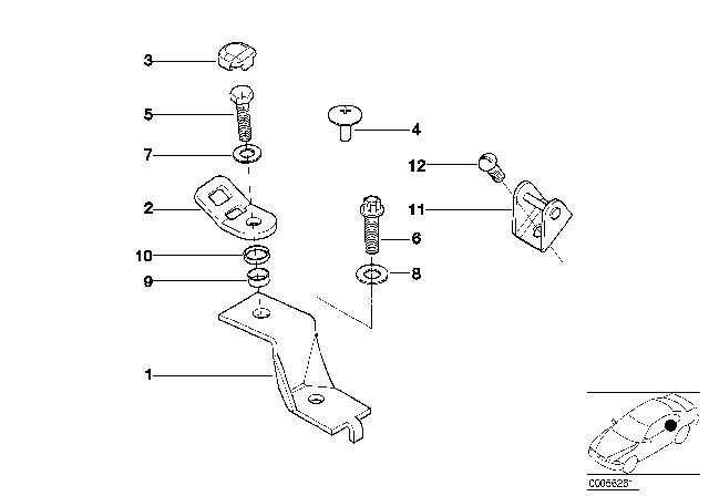 2001 BMW 325xi Bracket, Child Seat Fastening Diagram