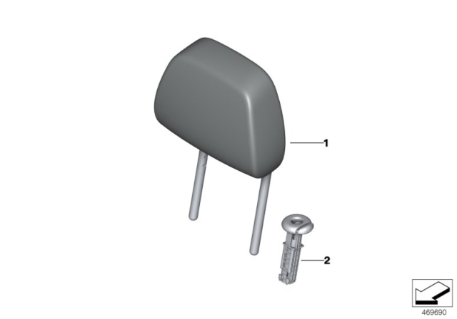 2017 BMW X1 Headrest Imitation Leather Diagram for 52207384916