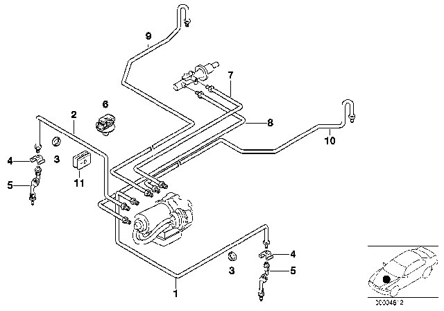 1997 BMW Z3 Brake Pipe Front ABS/ASC+T Diagram