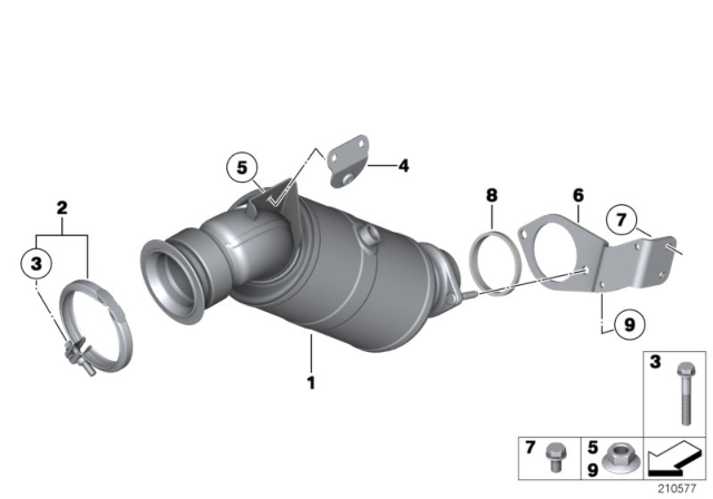 2010 BMW 760Li Exchange Catalytic Converter Close To Engine Diagram for 18327645230