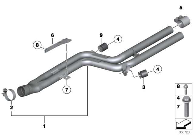 2016 BMW 535i xDrive Front Silencer Diagram