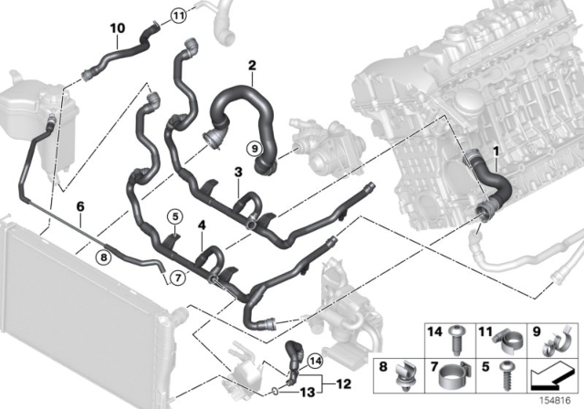 2008 BMW 335xi Cooling System - Water Hoses Diagram 2