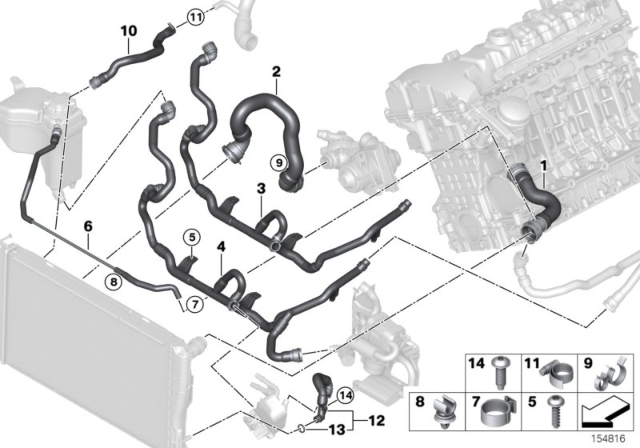 2010 BMW 135i Cooling System - Water Hoses Diagram 2