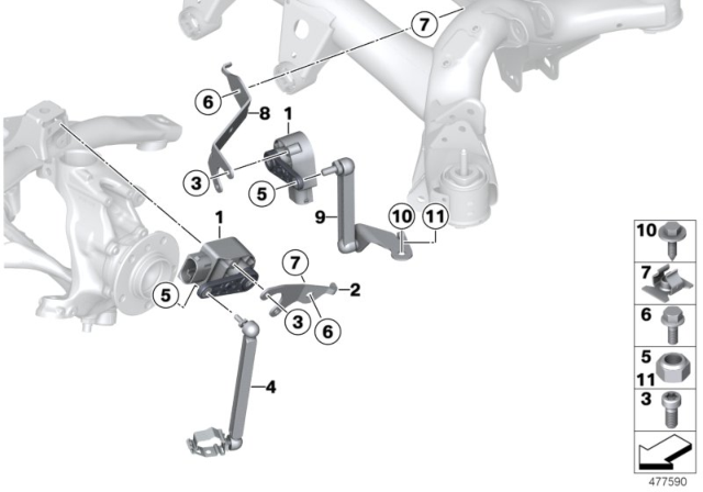 2015 BMW 228i Headlight Vertical Aim Control Sensor Diagram 1