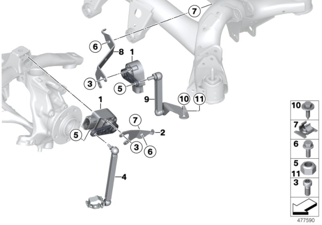 2013 BMW 328i Headlight Vertical Aim Control Sensor Diagram 1