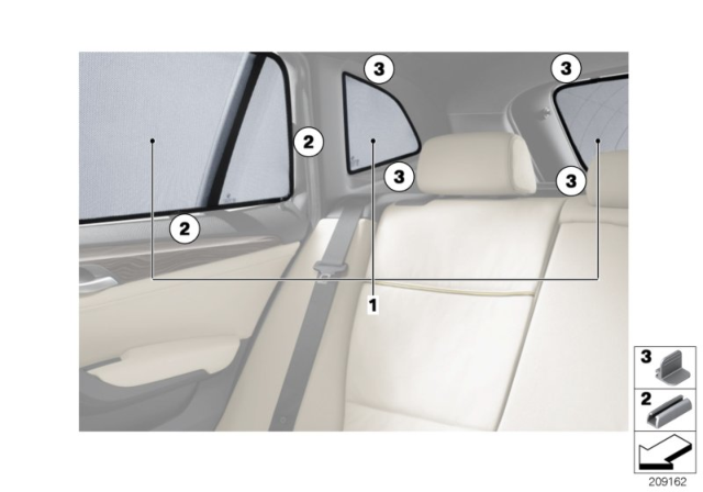 2015 BMW X1 Sun Screen, Side Window, One-Piece Diagram for 51462359672