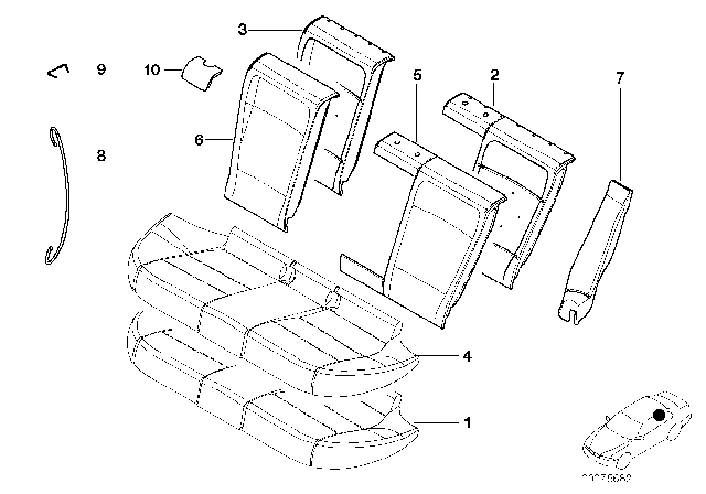 2003 BMW M3 Right Backrest Upholstery Diagram for 52207902270