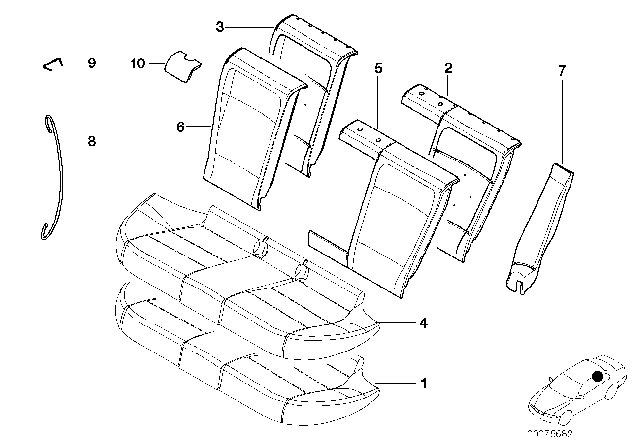 2006 BMW M3 Seat, Rear, Cushion & Cover Diagram