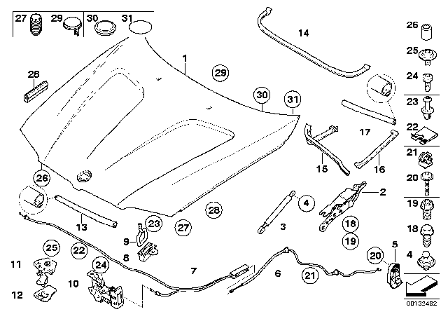 2005 BMW X3 Hood Diagram for 41003449411