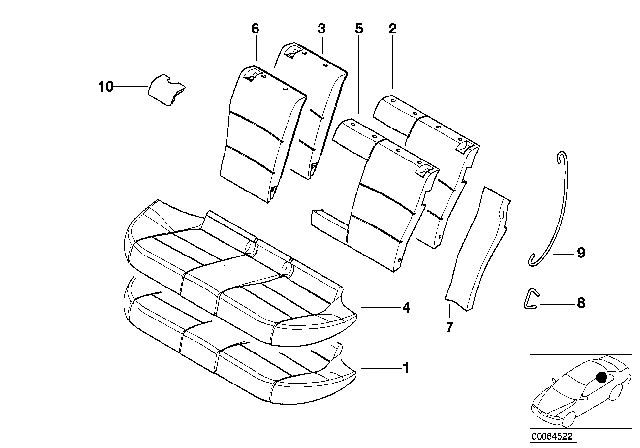 2003 BMW 330xi Lateral Trim Panel Left Diagram for 52208254949