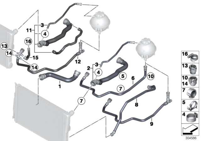 2015 BMW X3 Cooling System - Water Hoses Diagram