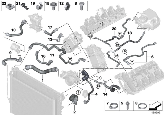 2019 BMW M850i xDrive Cooling System Coolant Hoses Diagram