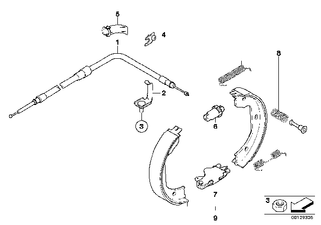 2009 BMW X3 Hand Brake Bowden Cable Bracket Diagram for 34403403027