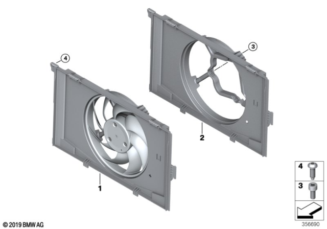 2014 BMW i3 Fan Housing, Mounting Parts Diagram