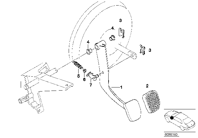 2000 BMW Z3 Pedals Supporting Bracket / Brake Pedal Diagram