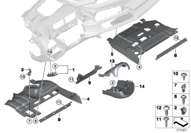 2020 BMW i8 Mounting Parts, Instrument Panel Diagram 1