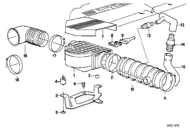 1992 BMW 535i Vent Hose Diagram for 11151719842