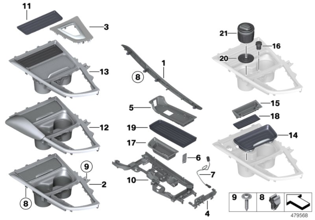 2015 BMW 428i Mounted Parts For Centre Console Diagram