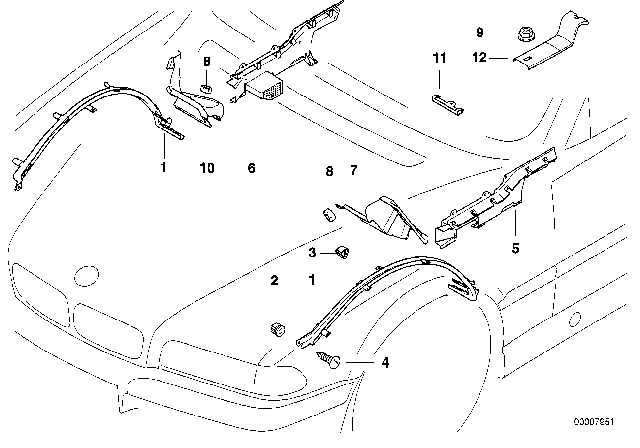 1995 BMW 740i Cable Covering Diagram 1