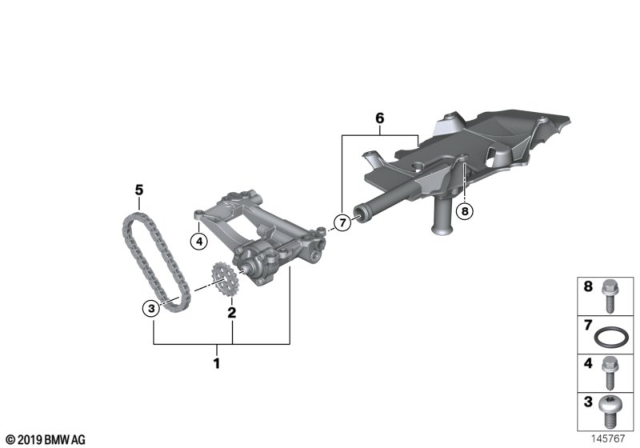 2009 BMW X5 Oil Pump Drive Chain Diagram for 11412249745