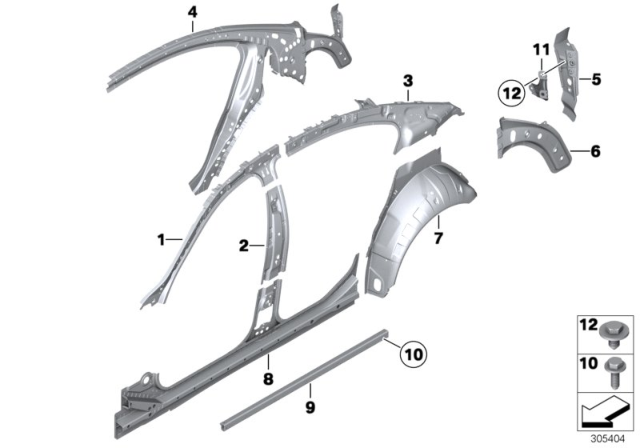 2012 BMW 740i Body-Side Frame Diagram