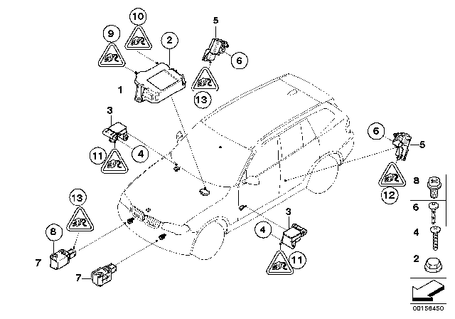 2011 BMW X6 Electric Parts, Airbag Diagram