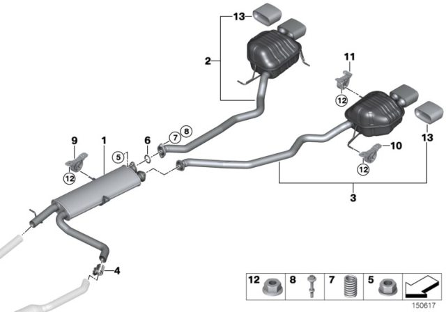 2004 BMW X5 Rear Muffler Right Diagram for 18107529454