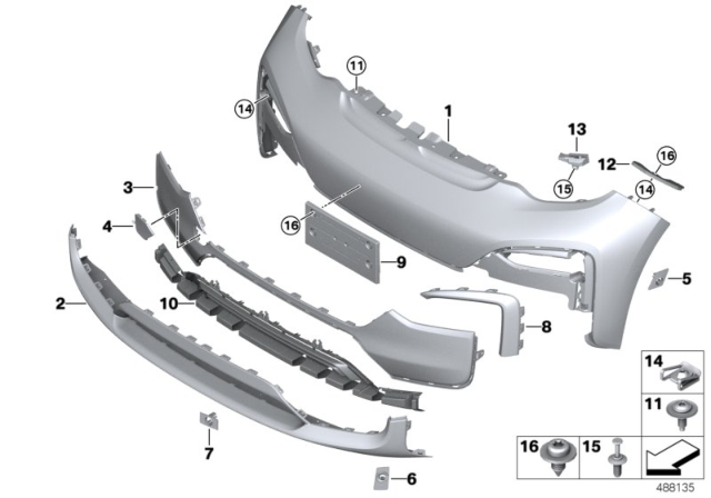2020 BMW i3 Insert, Air Inlet, Middle Diagram for 51117296819