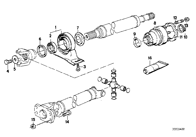 1988 BMW 735iL Drive Shaft-Center Bearing-Constant Velocity Joint Diagram 1