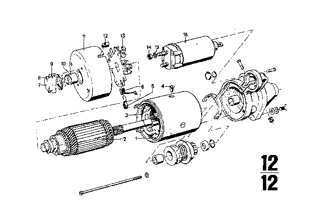 1971 BMW 2800CS Starter Parts Diagram 1