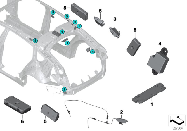 2015 BMW 535i GT xDrive Single Parts For Antenna-Diversity Diagram