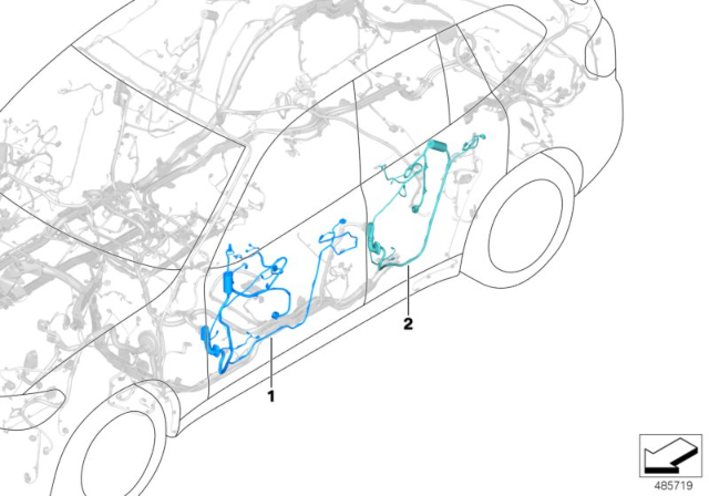 2020 BMW X4 DRIVER'S SIDE DOOR CABLE HAR Diagram for 61128794855