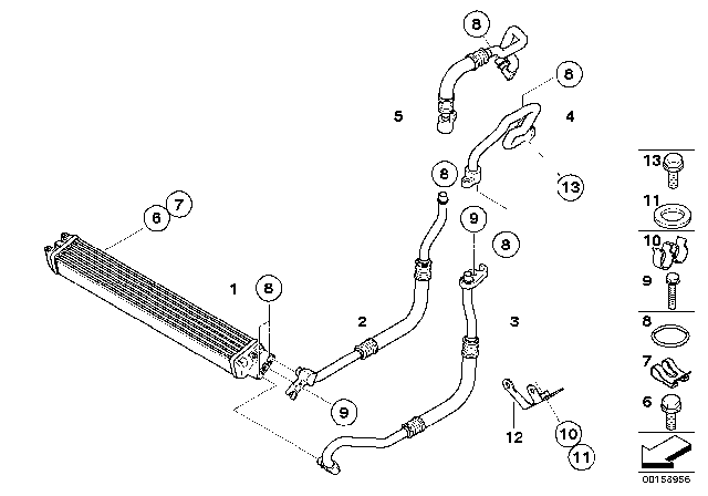 2008 BMW Alpina B7 Engine Oil Cooler Pipe, Flow Diagram for 17227966260