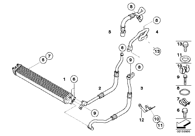 2008 BMW Alpina B7 Engine Oil Cooler / Oil Cooler Line Diagram