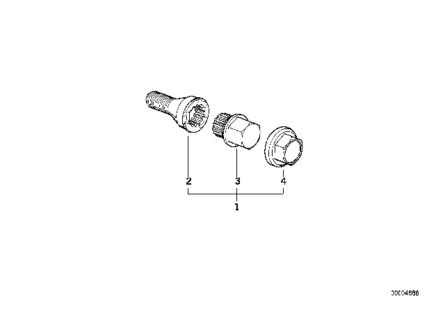 1985 BMW 318i Wheel Bolt Lock With Adaptor Diagram