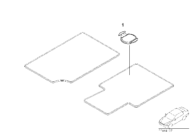 2003 BMW Z8 Floor Mats, Hook And Loop Fastener Diagram