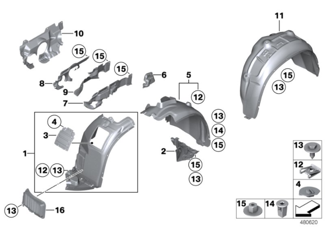 2015 BMW X1 Cover, Wheel Housing, Front Left Diagram for 51712990089