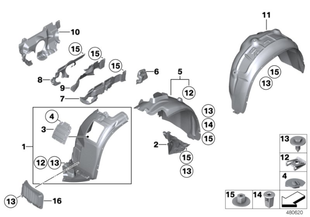 2013 BMW X1 Wheel Arch Trim Diagram