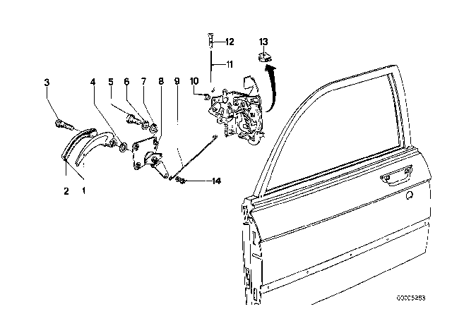 1975 BMW 530i Front Door Control / Door Lock Diagram 1