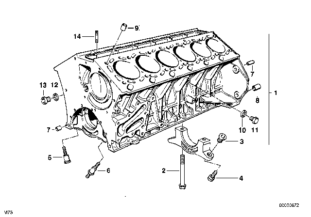 1998 BMW 750iL Engine Block & Mounting Parts Diagram 1