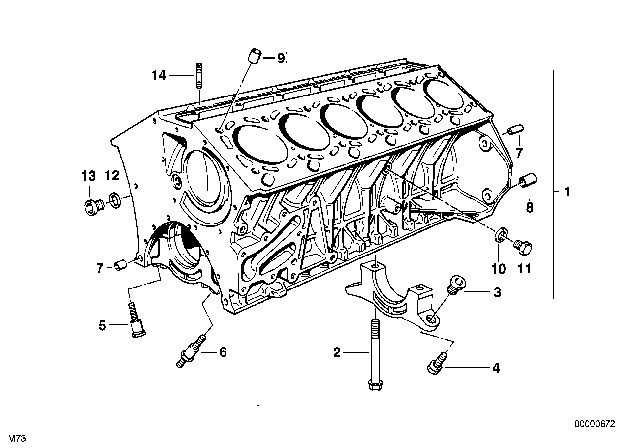 1995 BMW 850Ci Engine Block With Piston Diagram for 11119070816