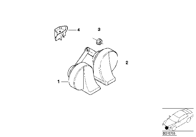 1996 BMW 750iL High Pitch Horn Diagram for 61338361310